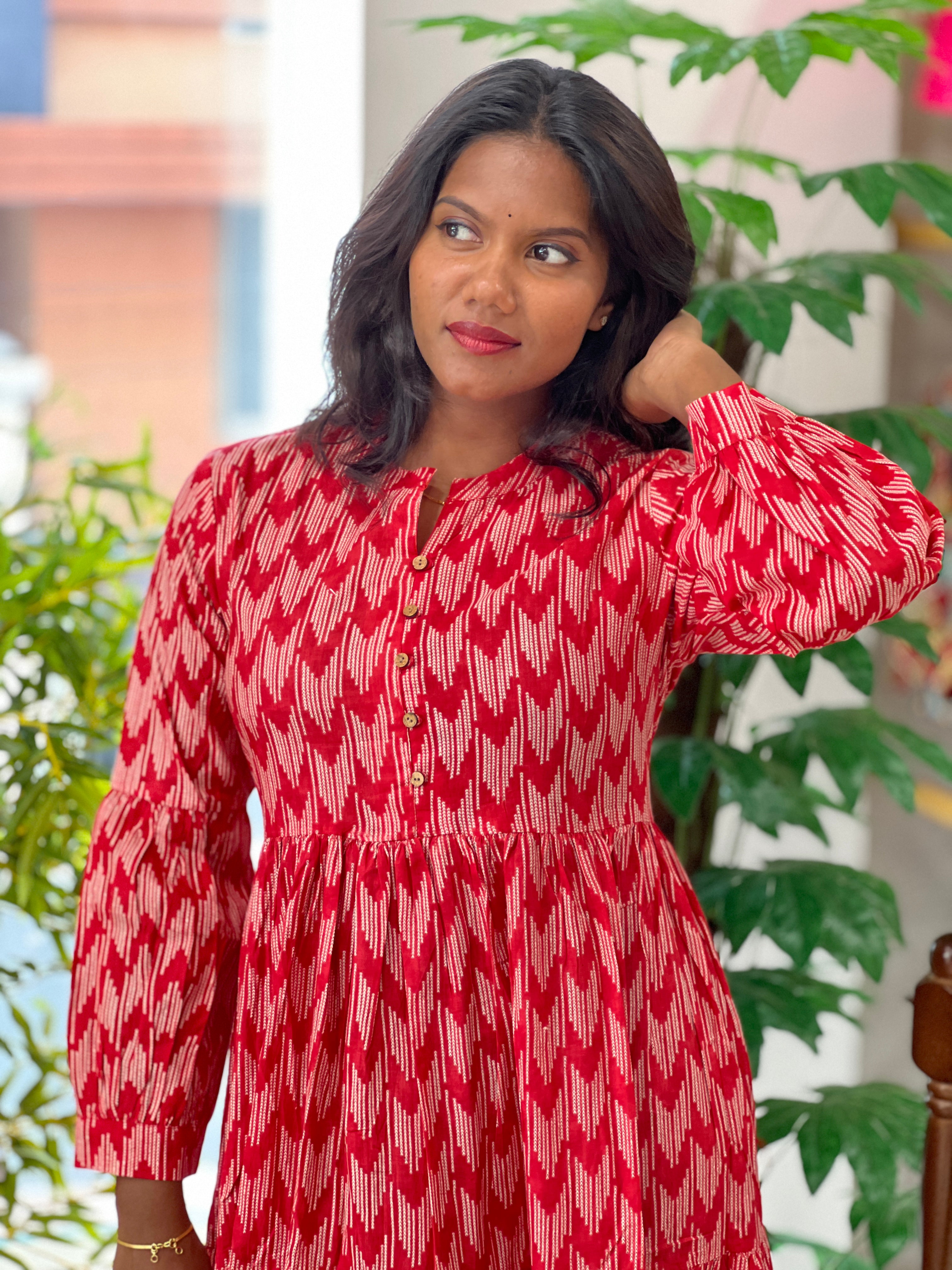 Printed Cotton Maxi Dress | OMF152