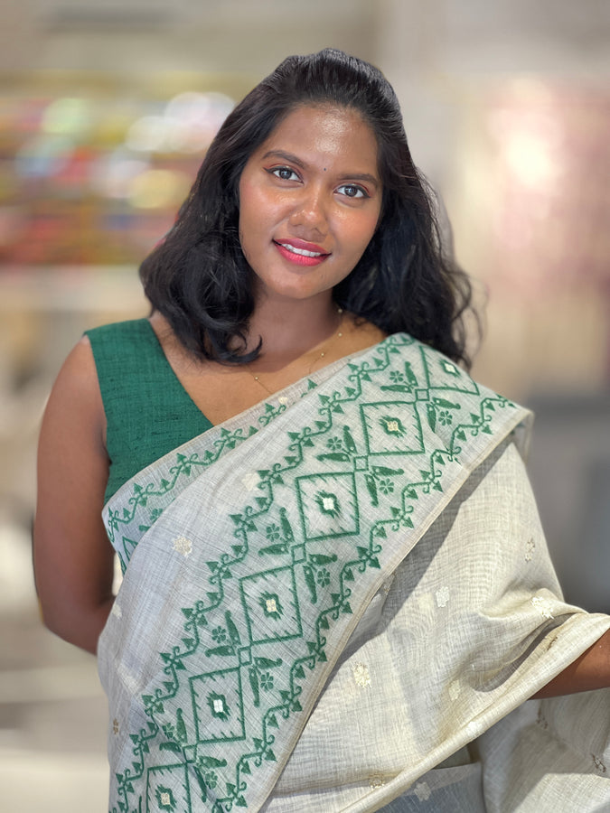 Thread and Zari Weaved Jamdani Saree | SSN220