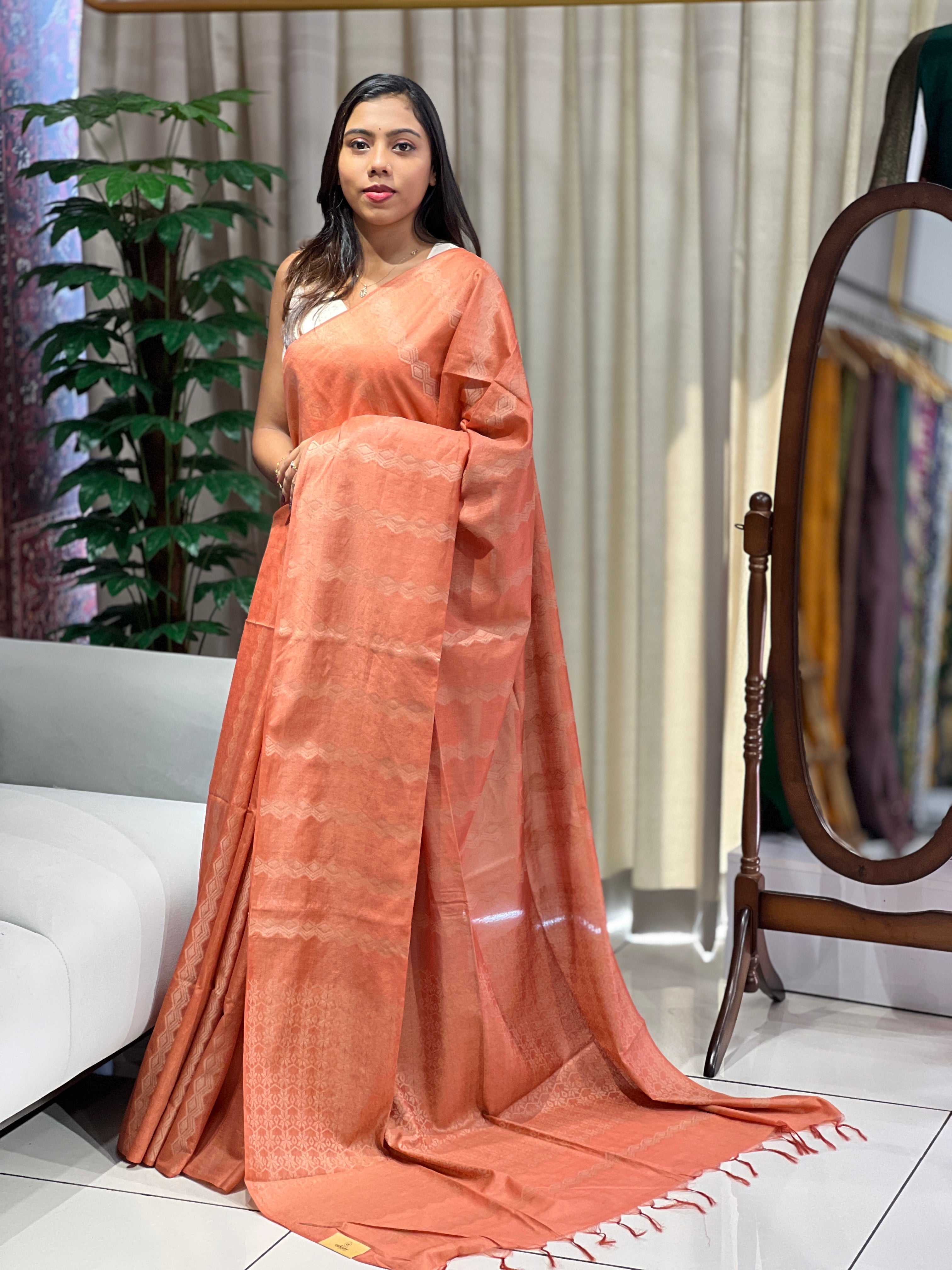 Thread Weaved Bhagalpuri Linen Saree | PF1118