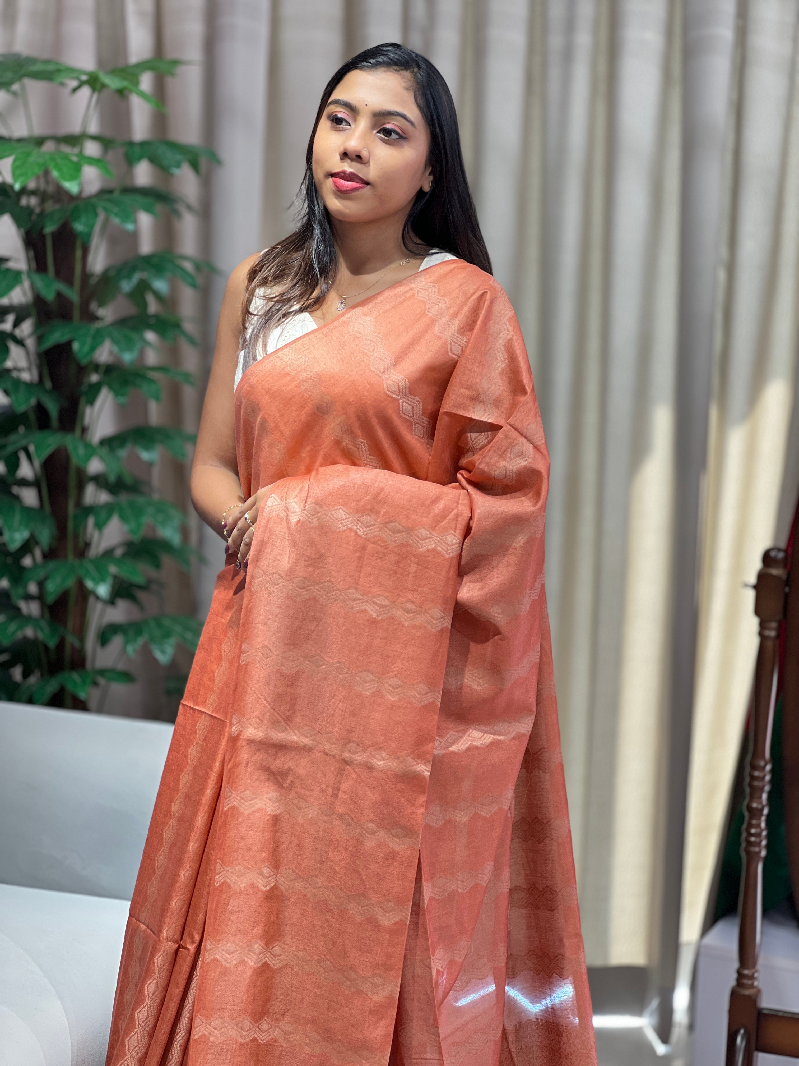 Thread Weaved Bhagalpuri Linen Saree | PF1118