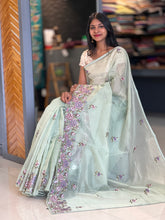 Floral Embroidered Check Organza Saree | SHC110