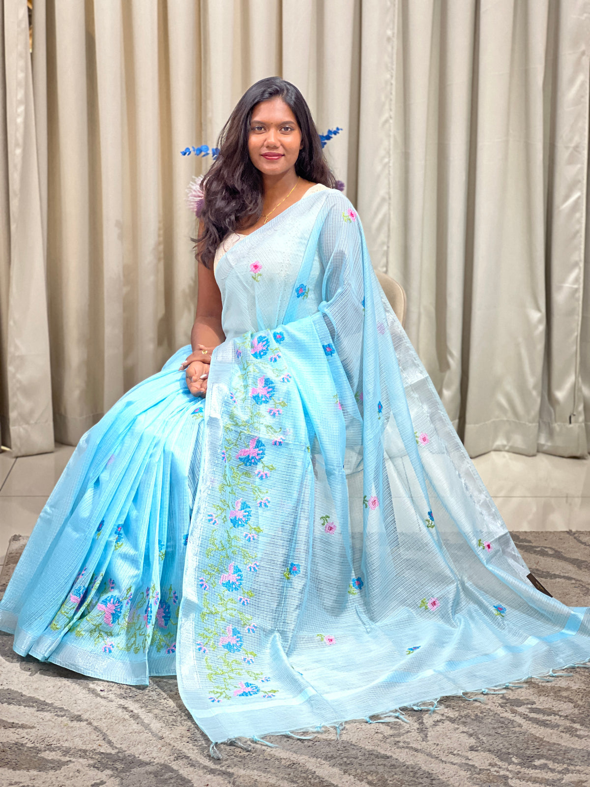 Cross Stitch Embroidery Kota Saree | NHH714