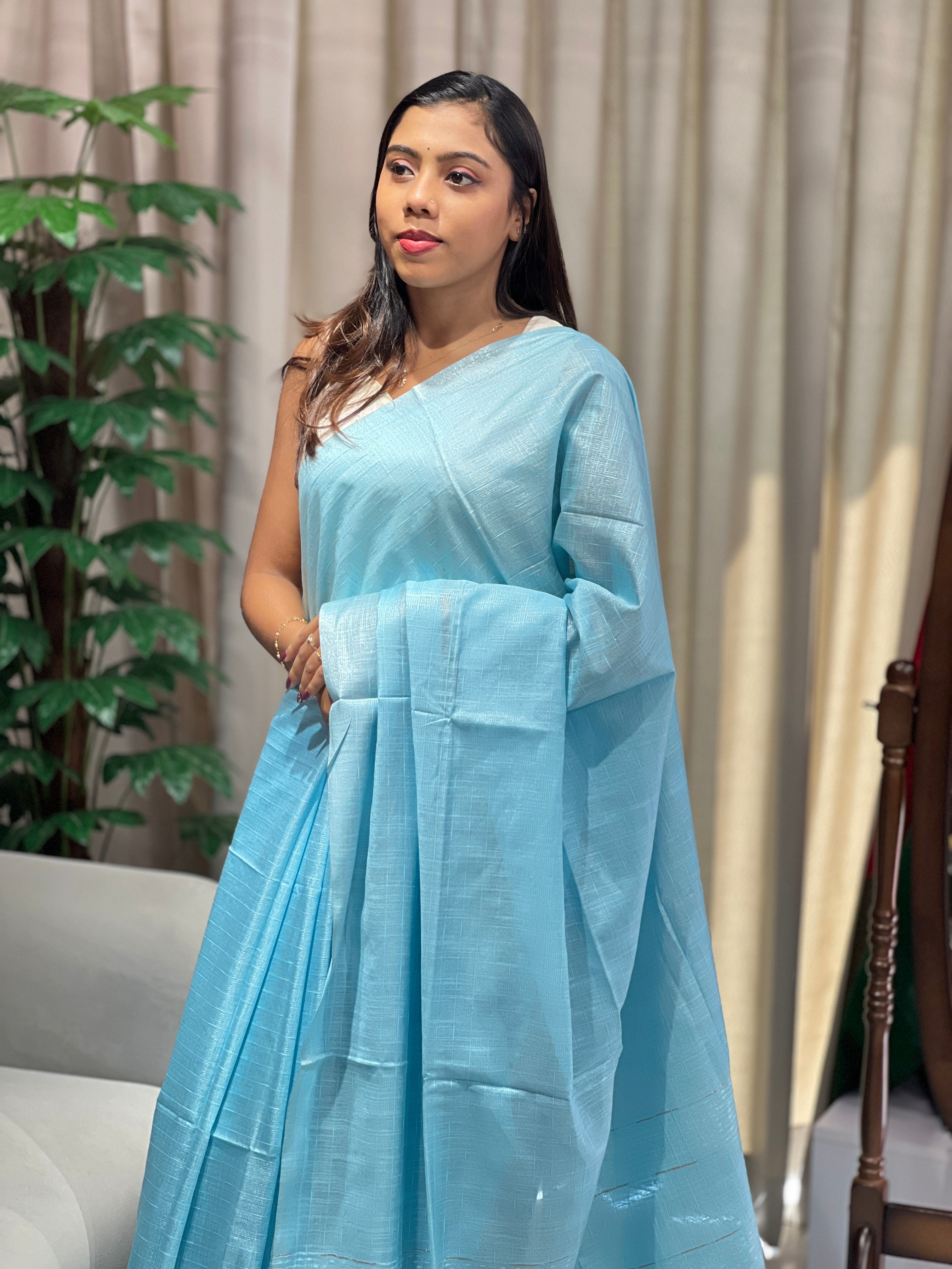 Thread Weaved Linen Finish Saree | PF1160