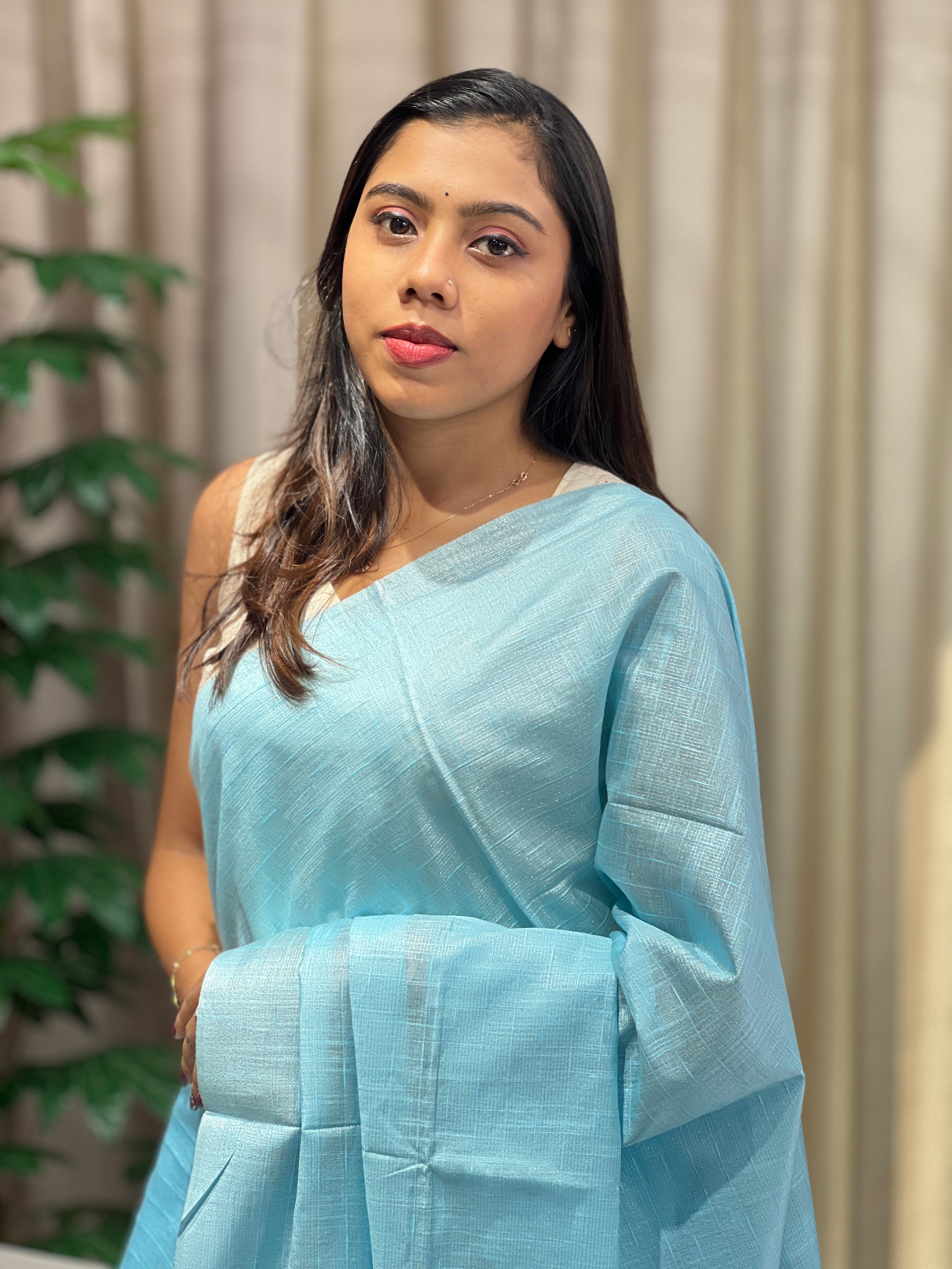 Thread Weaved Linen Finish Saree | PF1160