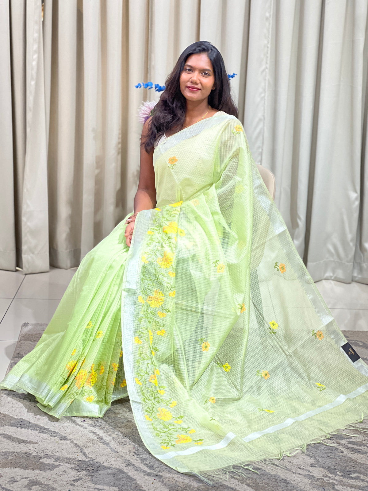 Cross Stitch Embroidery Kota Saree |  NHH713