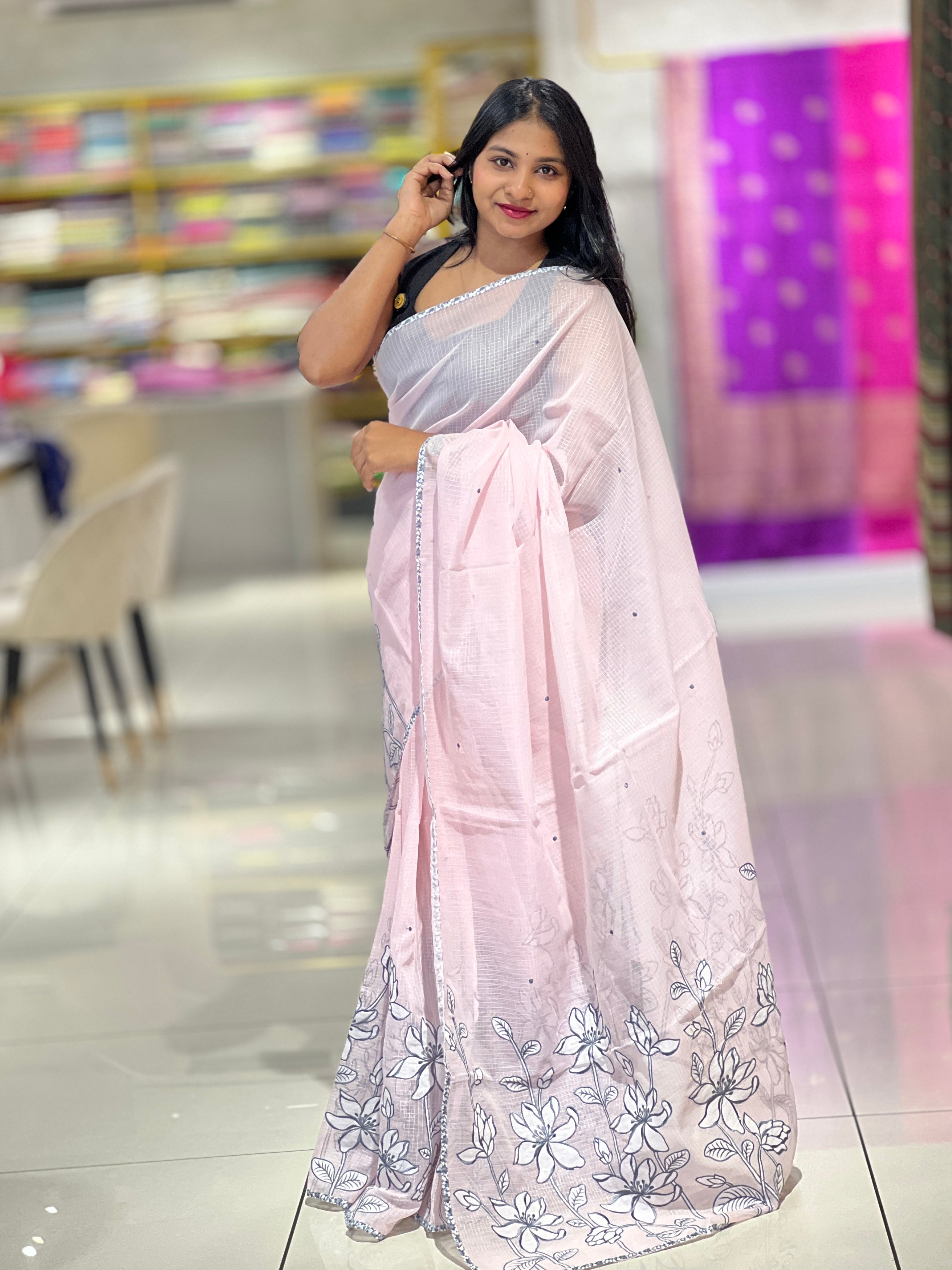 Floral Applique Detailed Kota Saree | BLD1596