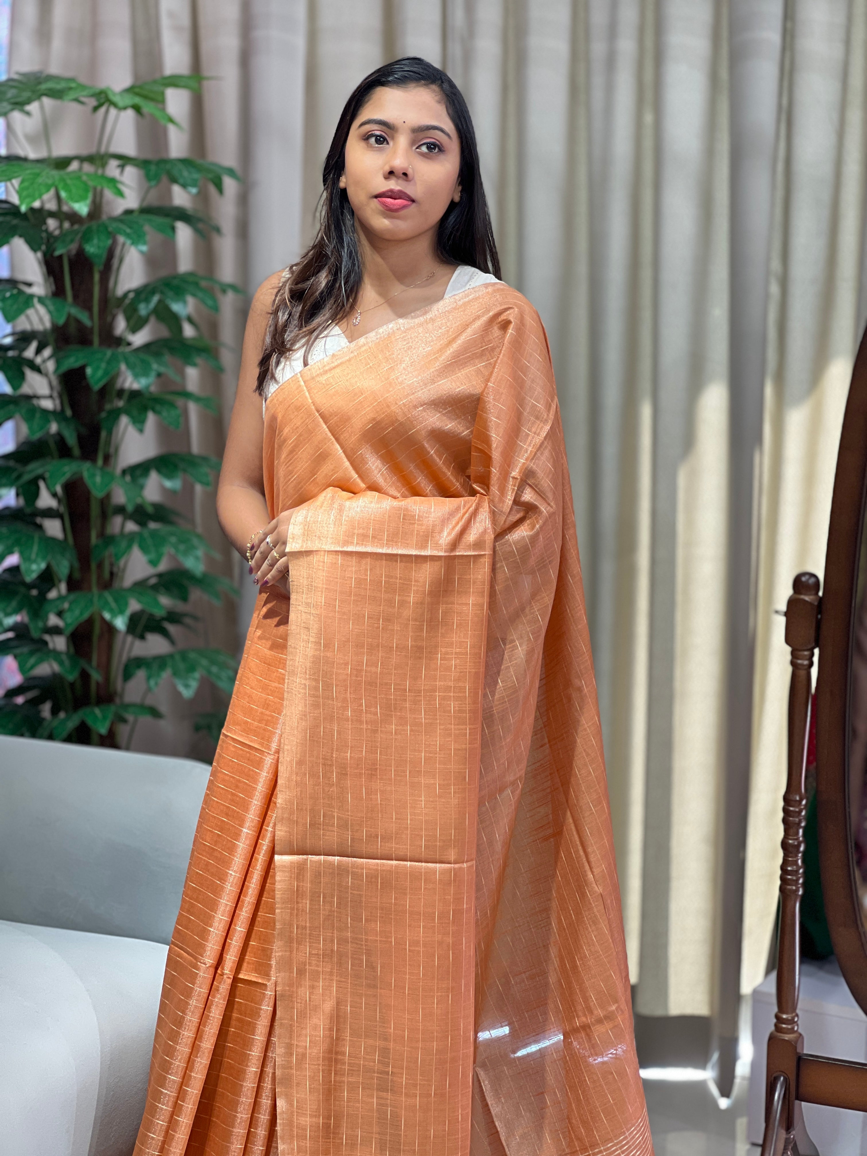 Thread Weaved Linen Finish Saree | PF1163