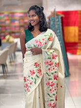 Floral Patterned Tussar Finish Saree | SSN103