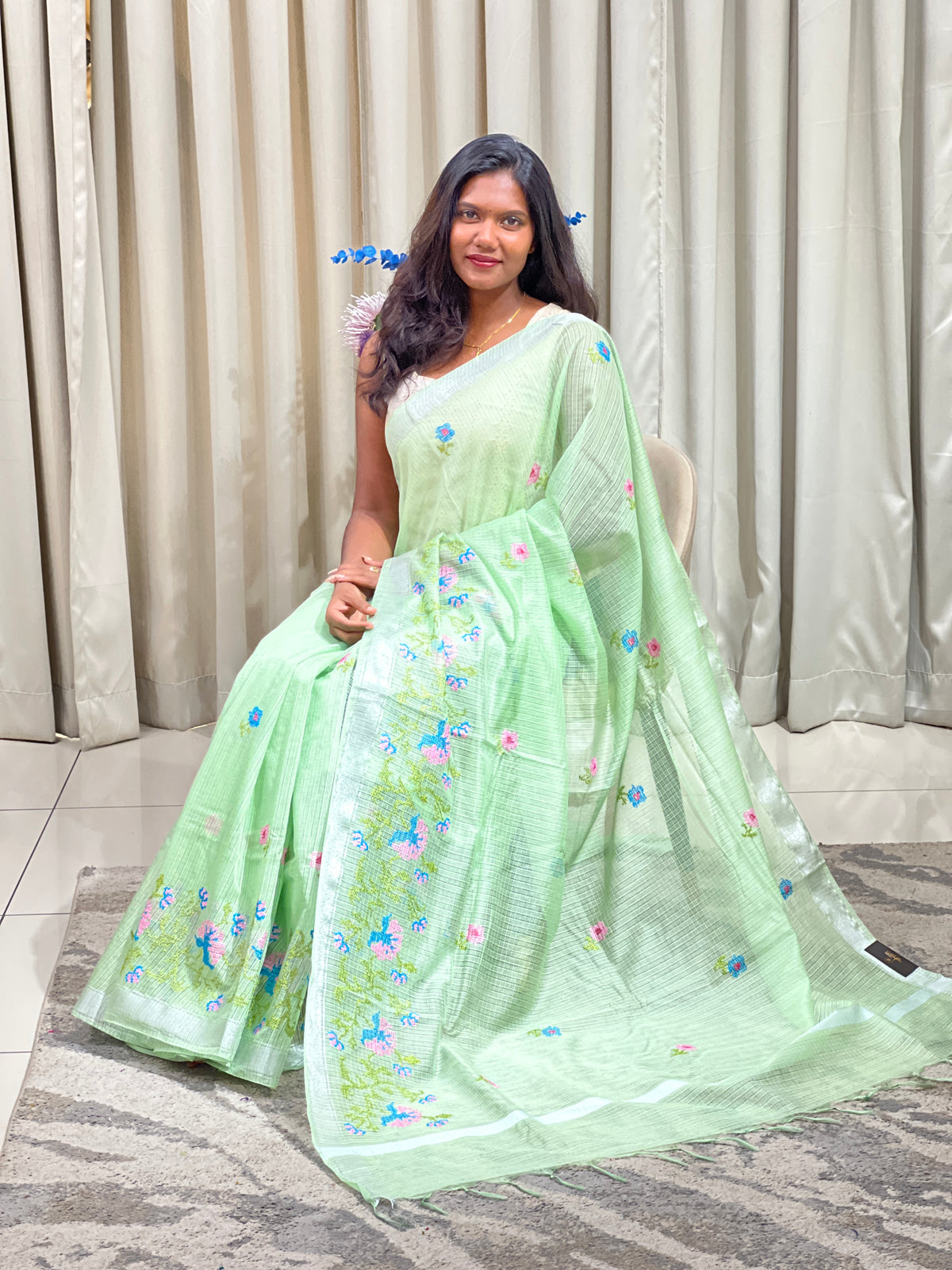 Cross Stitch Embroidery Kota Saree | NHH715