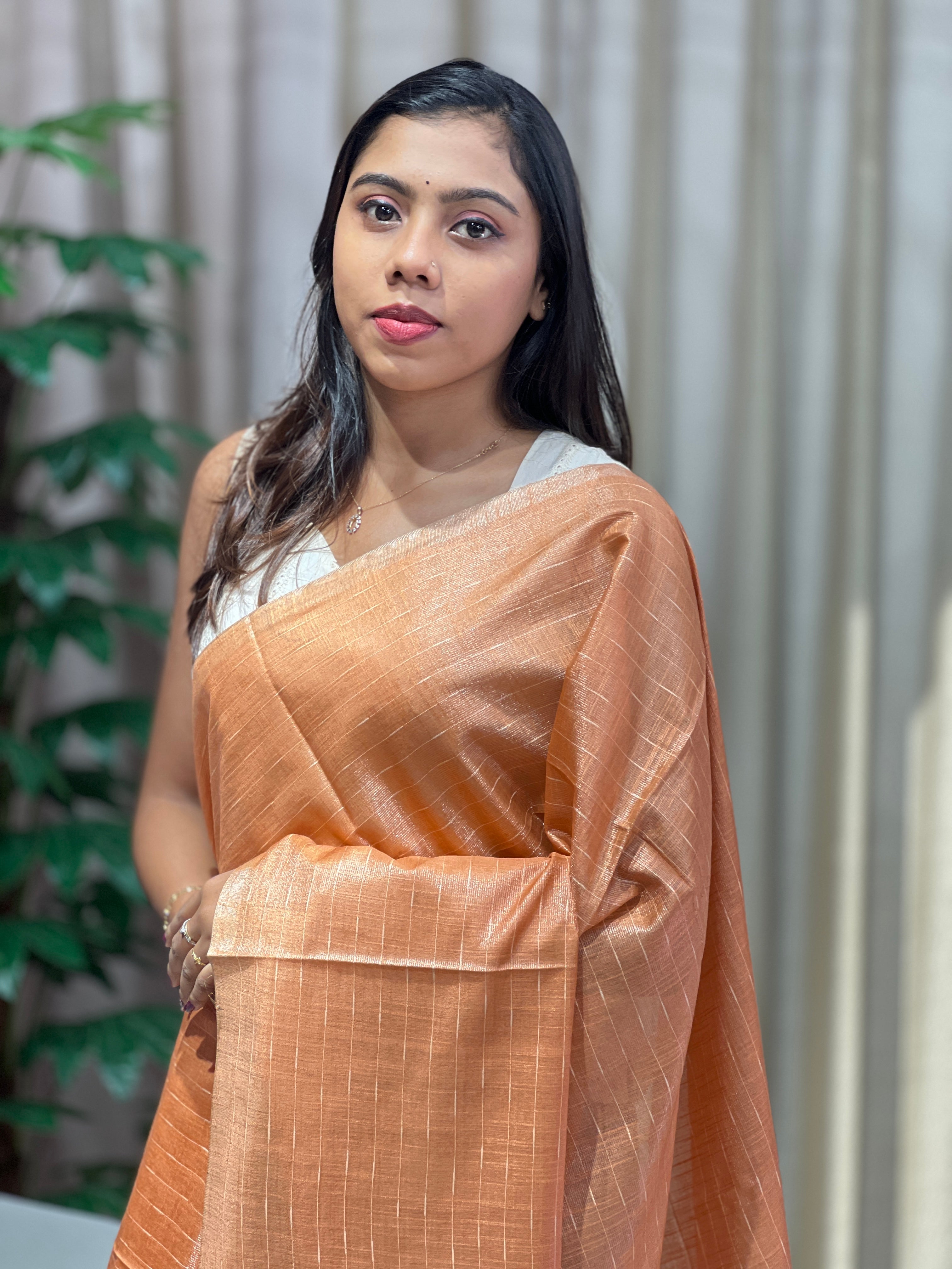 Thread Weaved Linen Finish Saree | PF1163