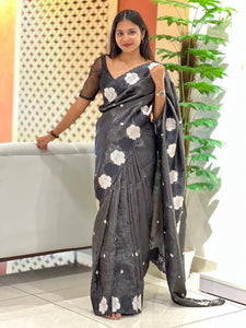 Crushed Glass Organza Saree | SHC119