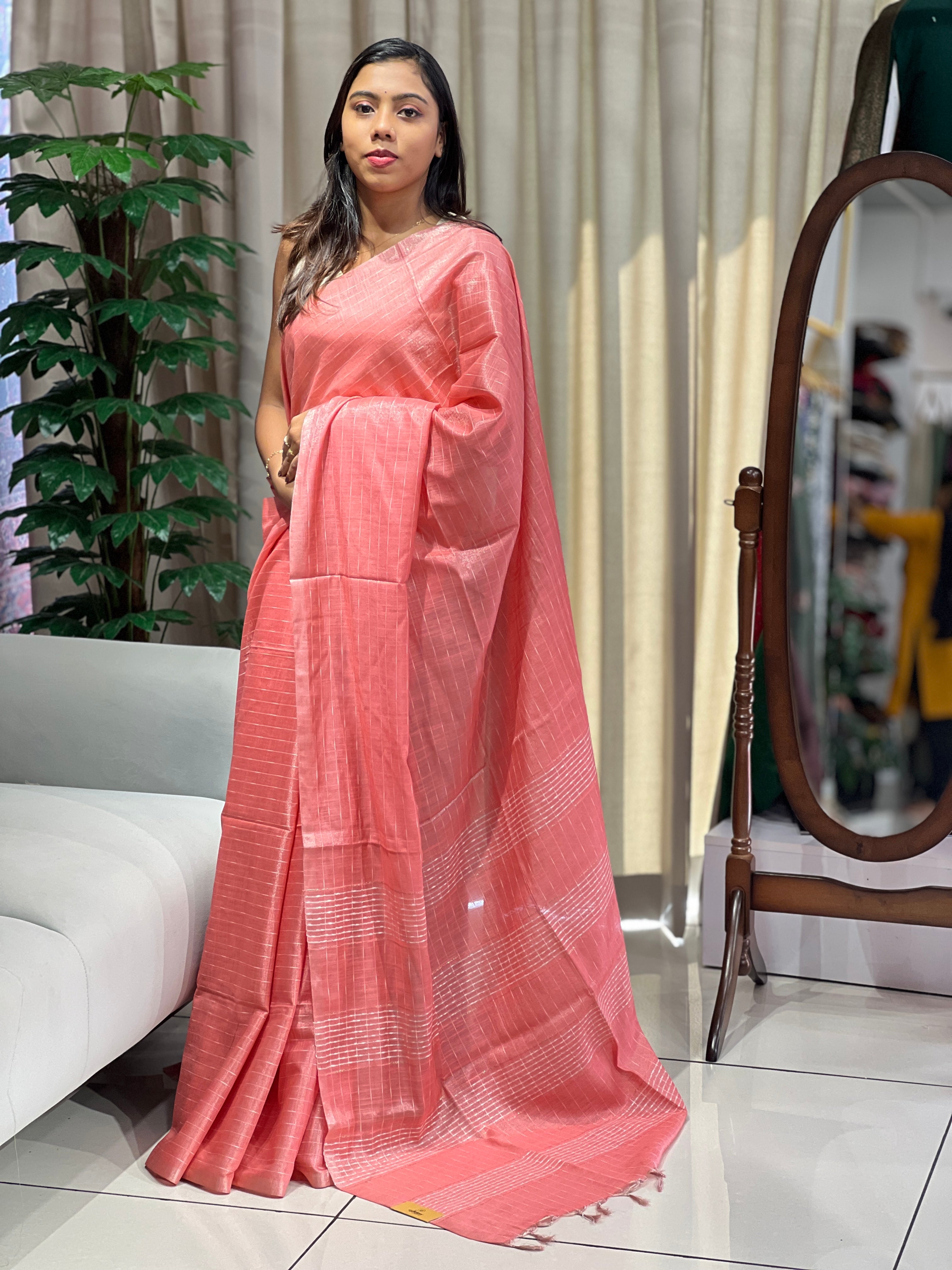 Thread Weaved Linen Finish Saree | PF1161