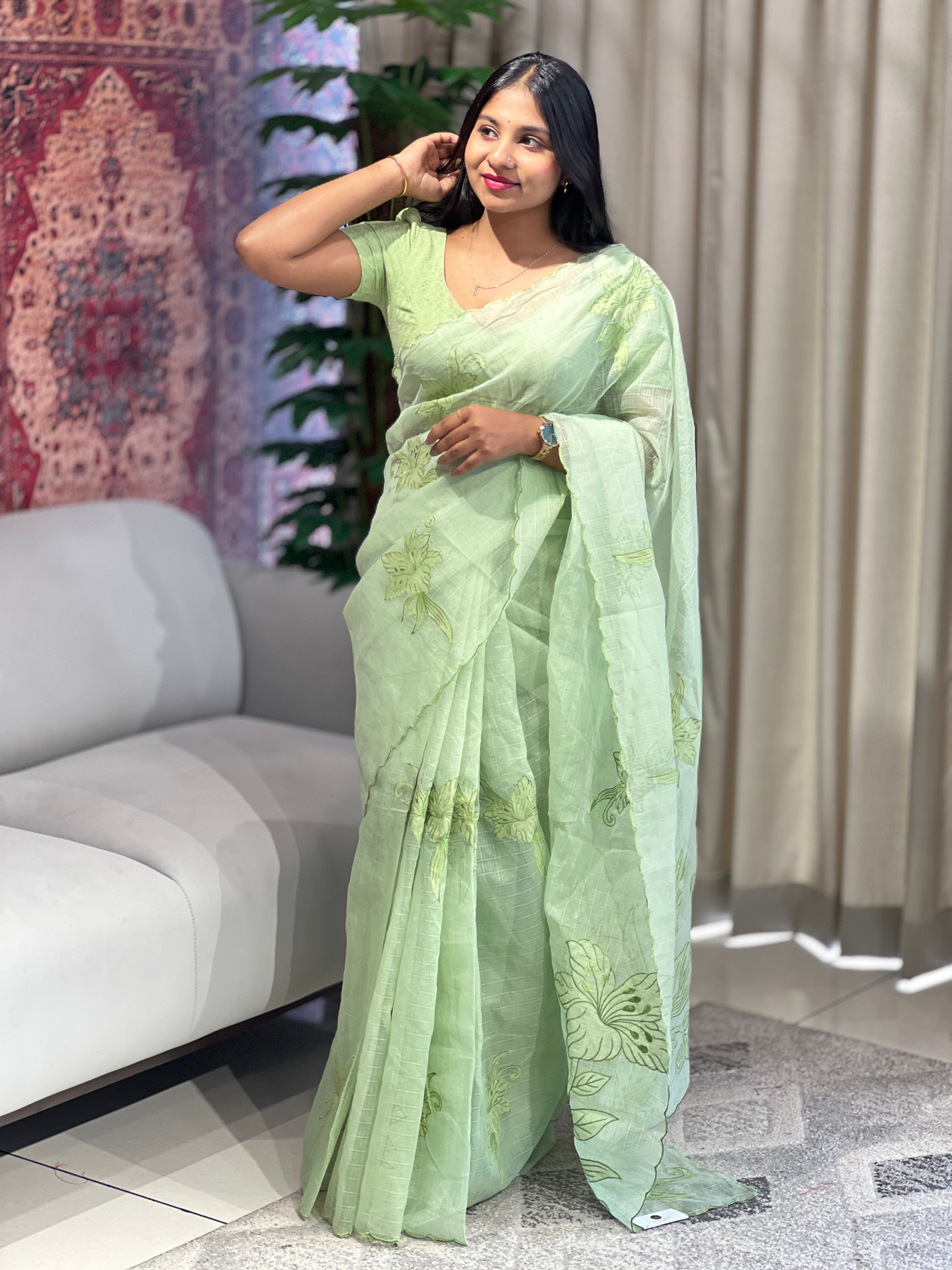 Floral Applique Detailed Kota Saree | BLD1629