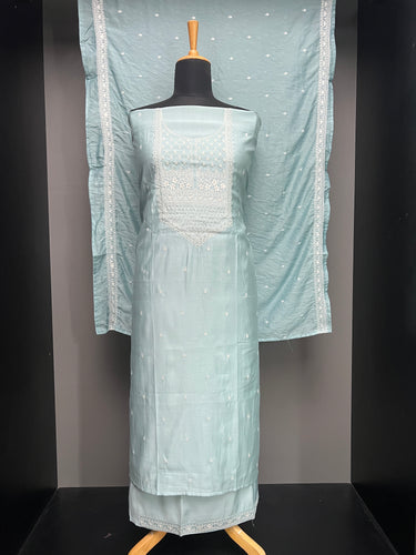 Embroidery With Beads Highlighted Muslin Finish Salwar Set | SW2169