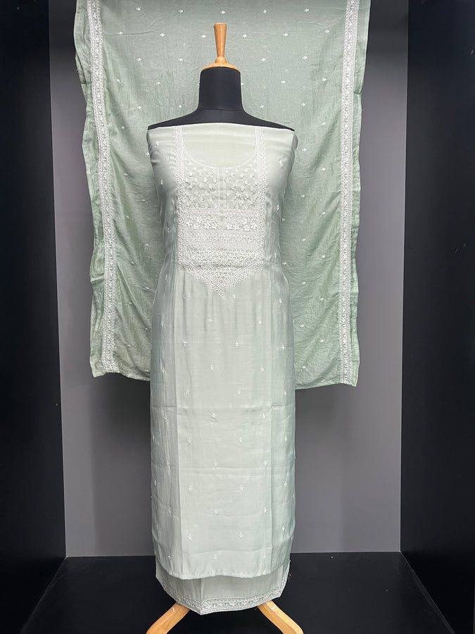 Embroidery With Beads Highlighted Muslin Finish Salwar Set | SW2168