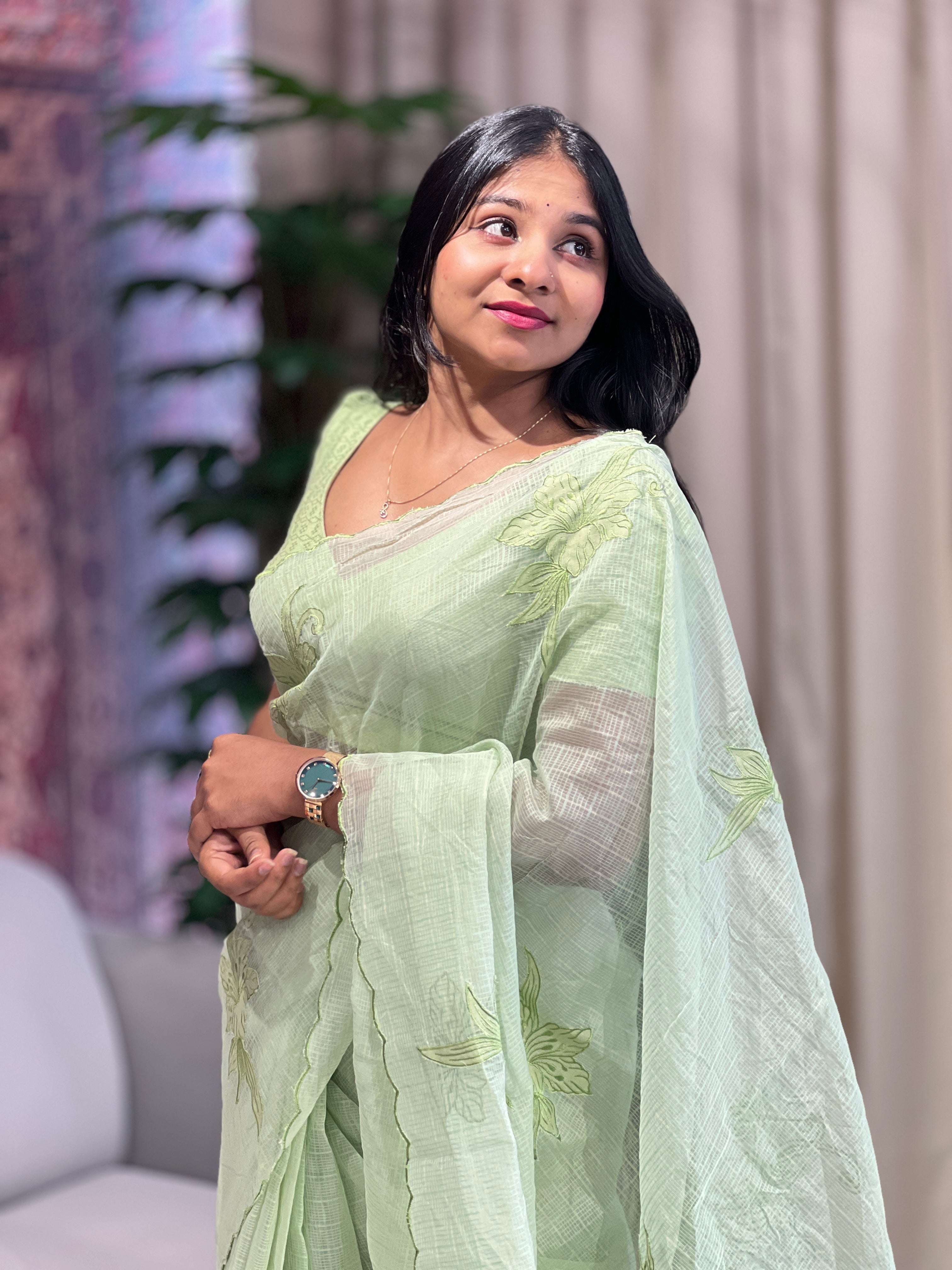 Floral Applique Detailed Kota Saree | BLD1629