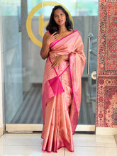 Golden Zari Weaved Semi Banarasi Silk Saree | NN376