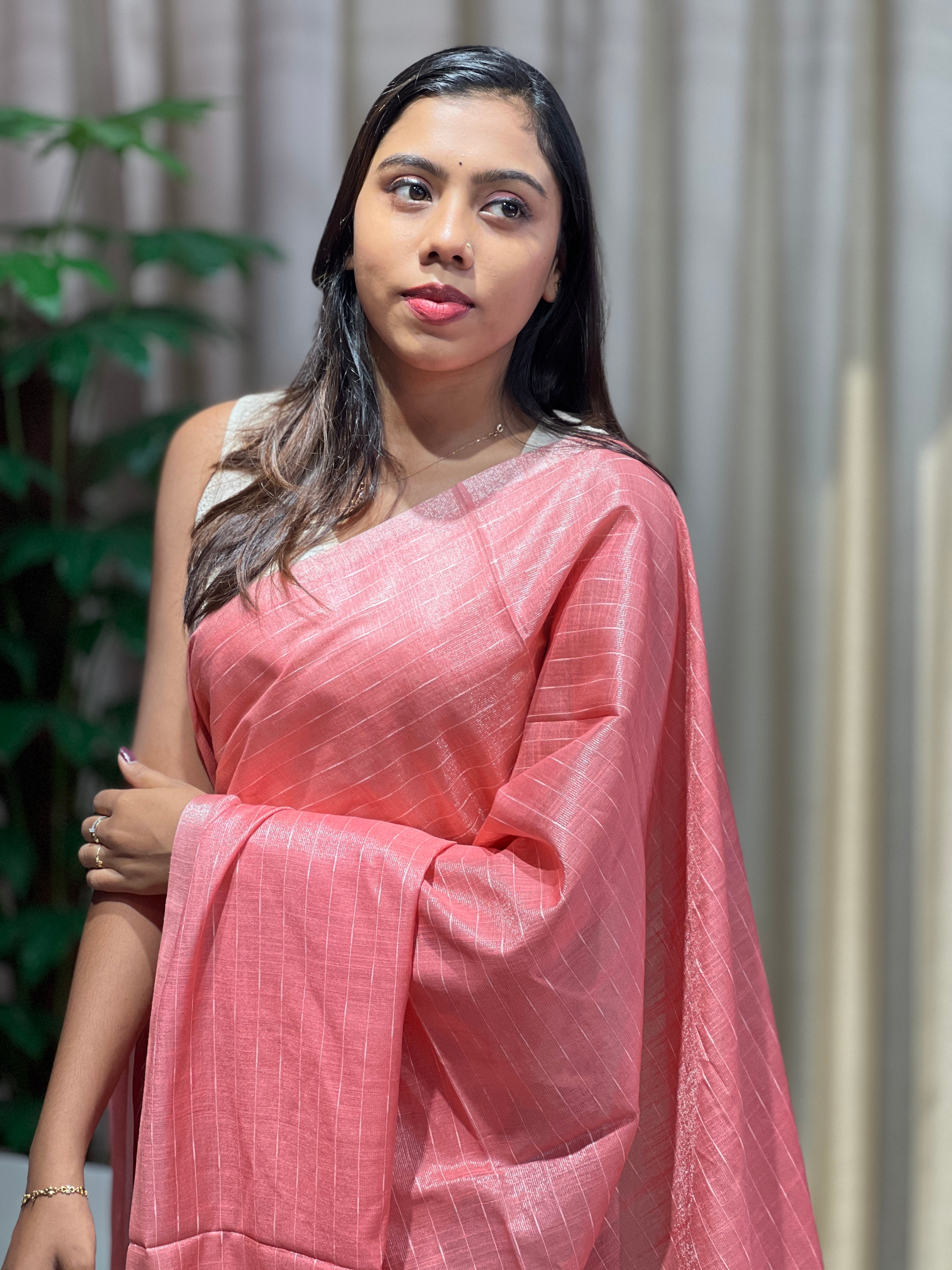 Thread Weaved Linen Finish Saree | PF1161