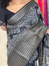 Block Printed Bhagalpuri Linen Saree | SK406