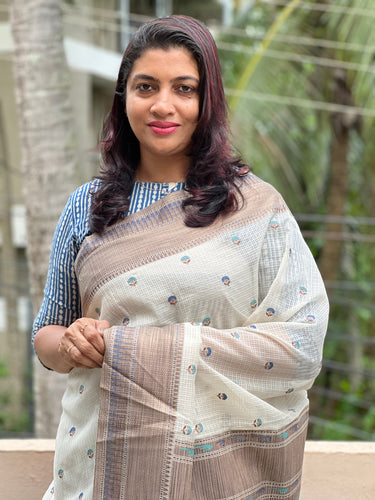 Embroidery Designed Check Organza Saree | RR182