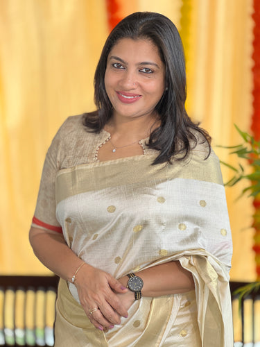 Polka Dot Weaving Patterned Semi Silk Saree | SSN202