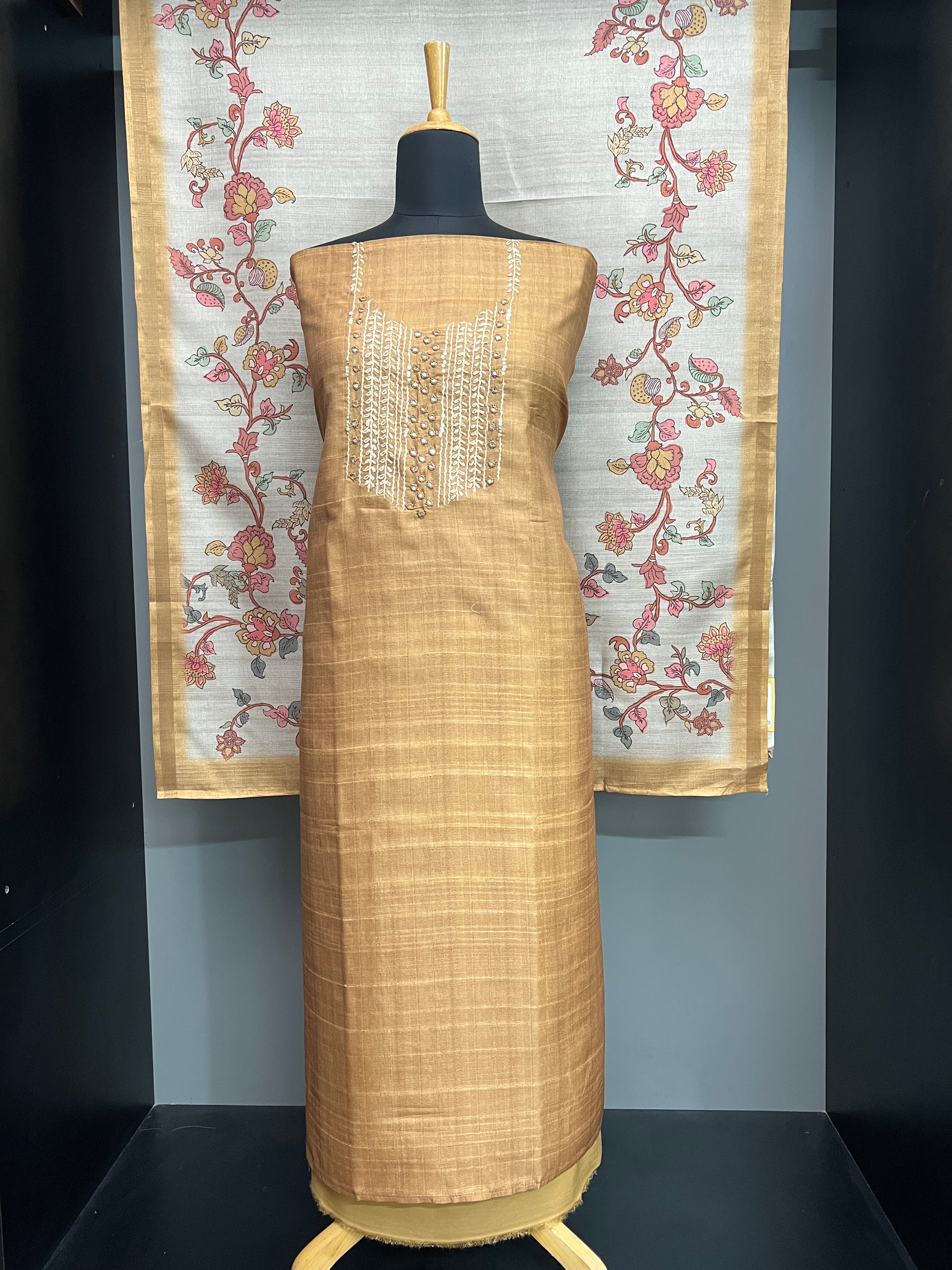 Hand Embroidery Detailed Tussar Finish Salwar Set | SW2146