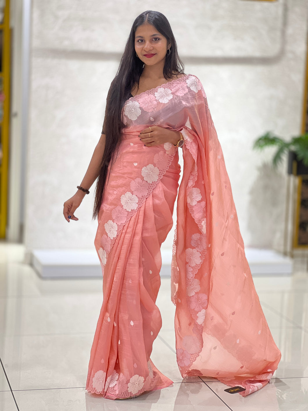 Crushed Glass Organza Saree | SHC121