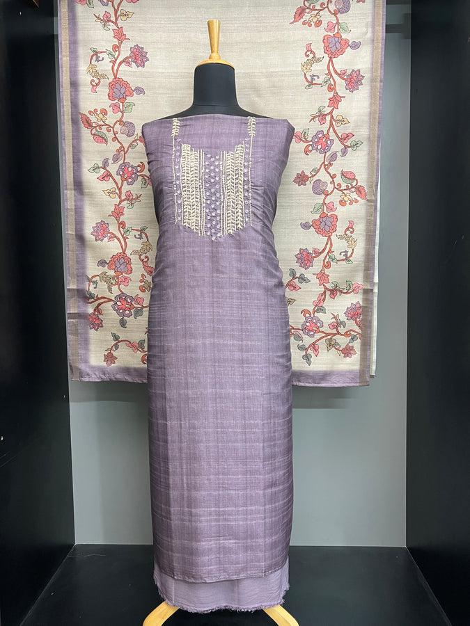 Hand Embroidery Detailed Tussar Finish Salwar Set | SW2149