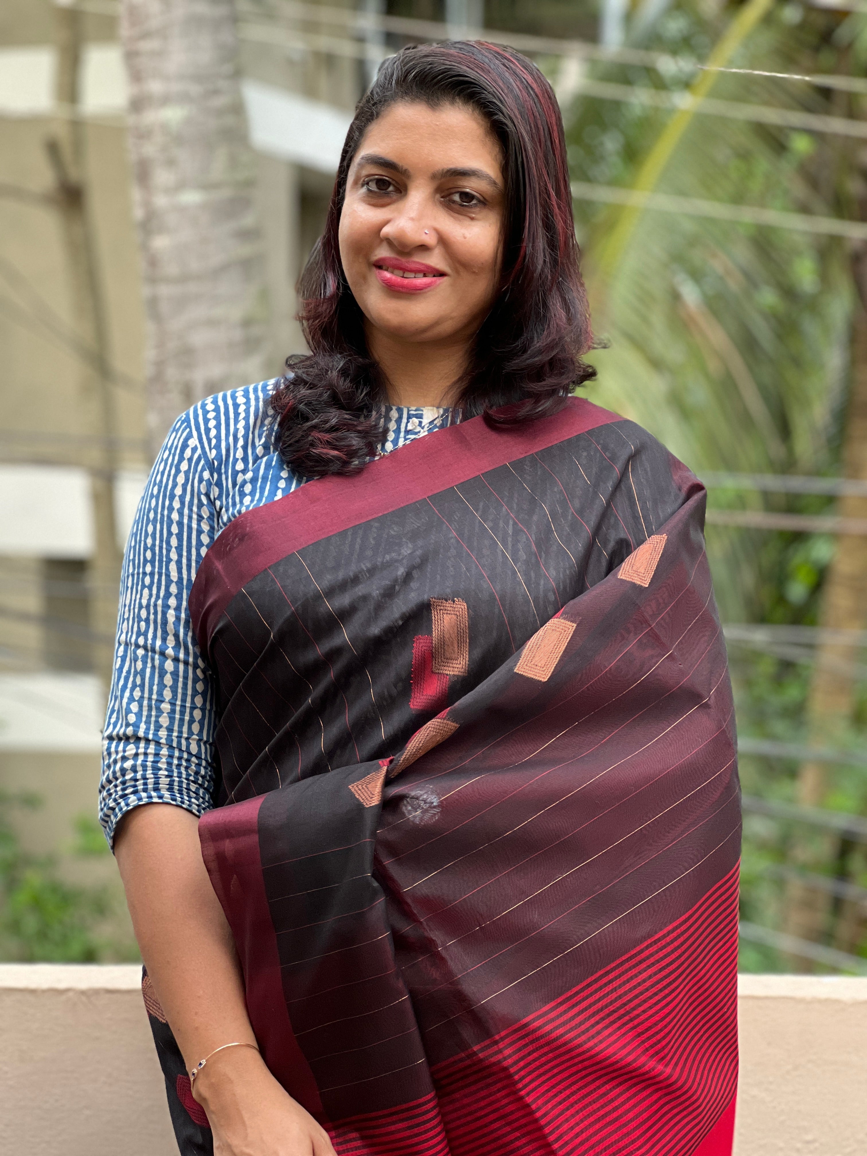 Zari Stripe Detailed Kora Silk Saree | RJT123
