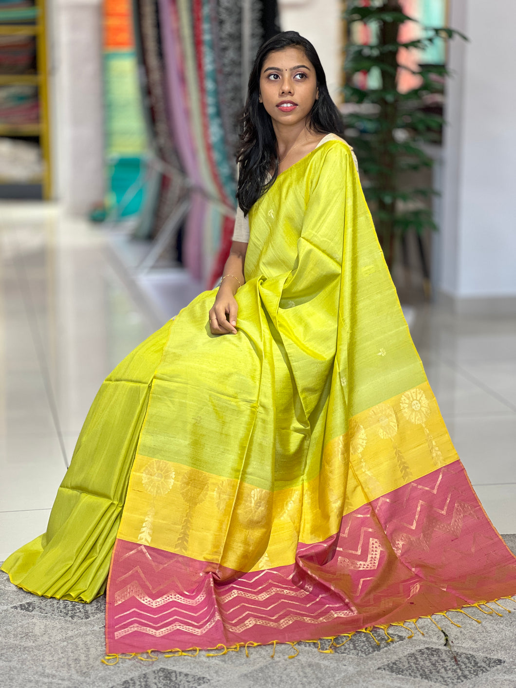 Zari Weaved Tussar Silk Saree | AJ251