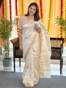 Polka Dot Weaving Patterned Semi Silk Saree | SSN202