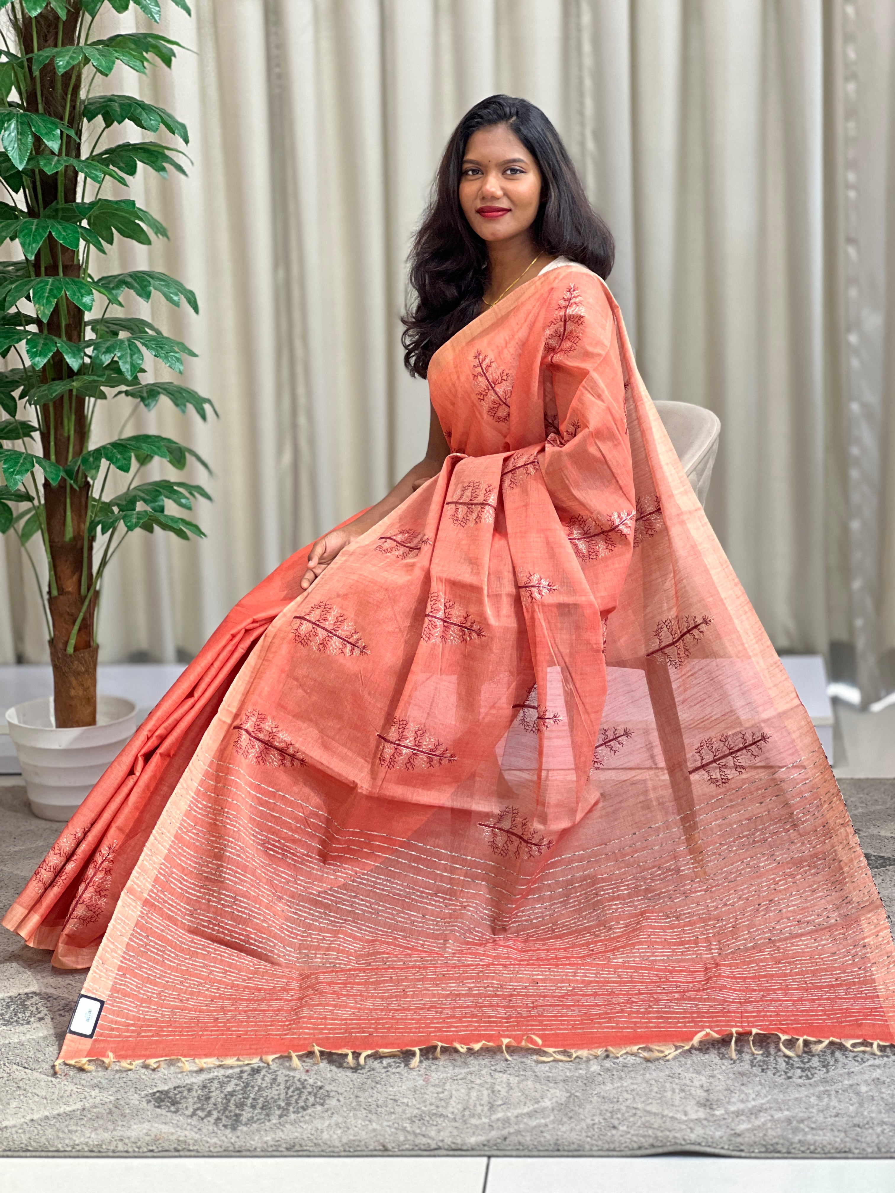Machine Embroidered Cotton Saree | RVS128