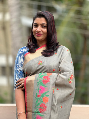 Jamdhani Weaving Pattern Chanderi Saree | RR180