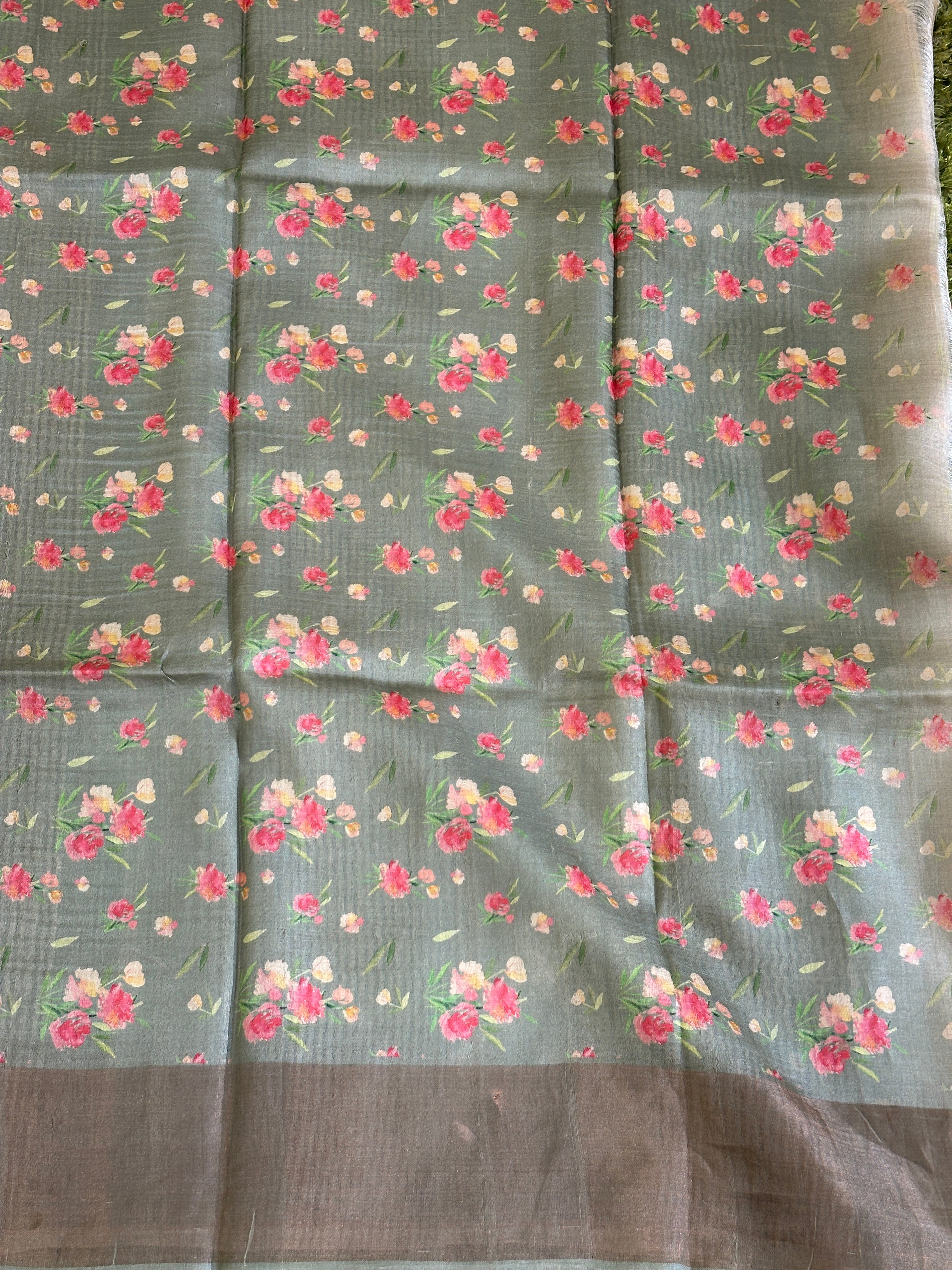 Floral Digital Printed Pure Tussar Saree | AYD180