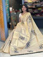 Floral Design Golden Tissue Saree | GAT217