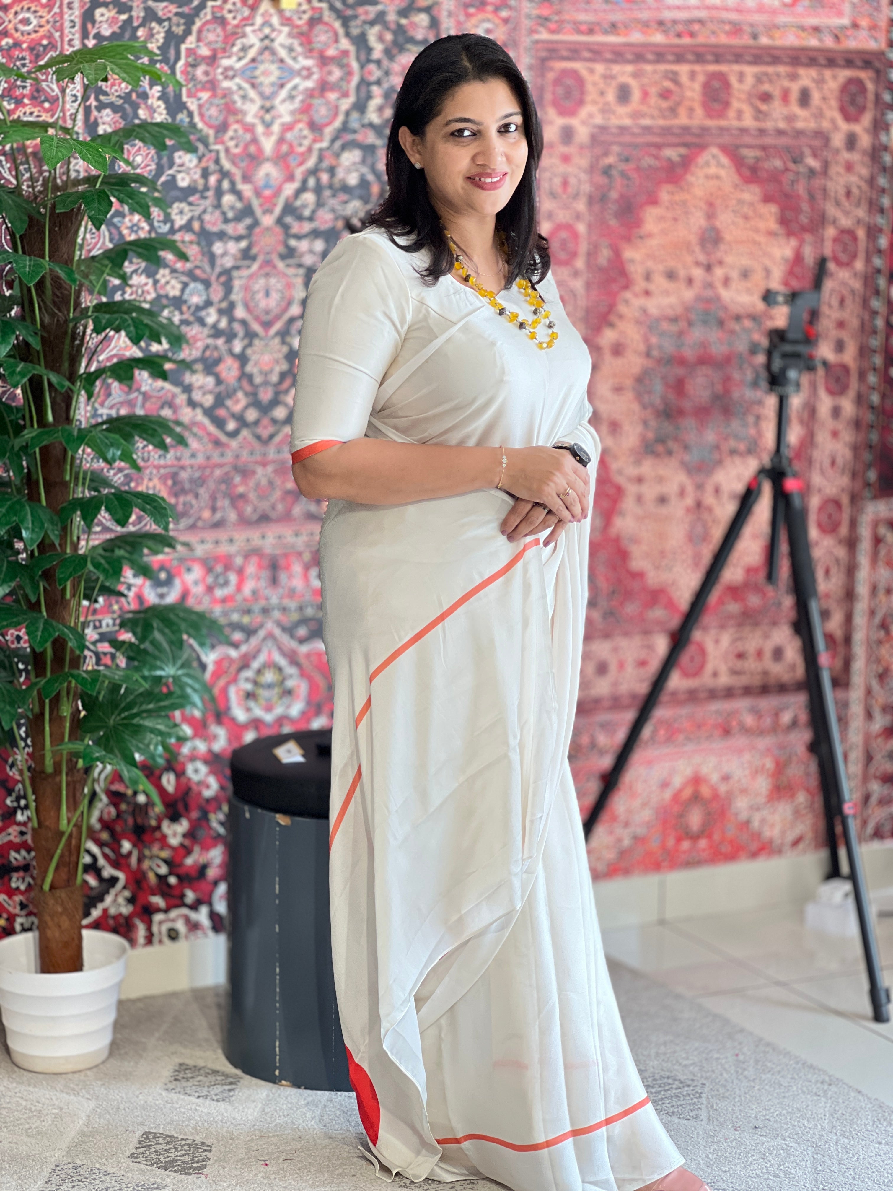Multi-Color Stripe Patterned Semi Modal Saree | SSN201