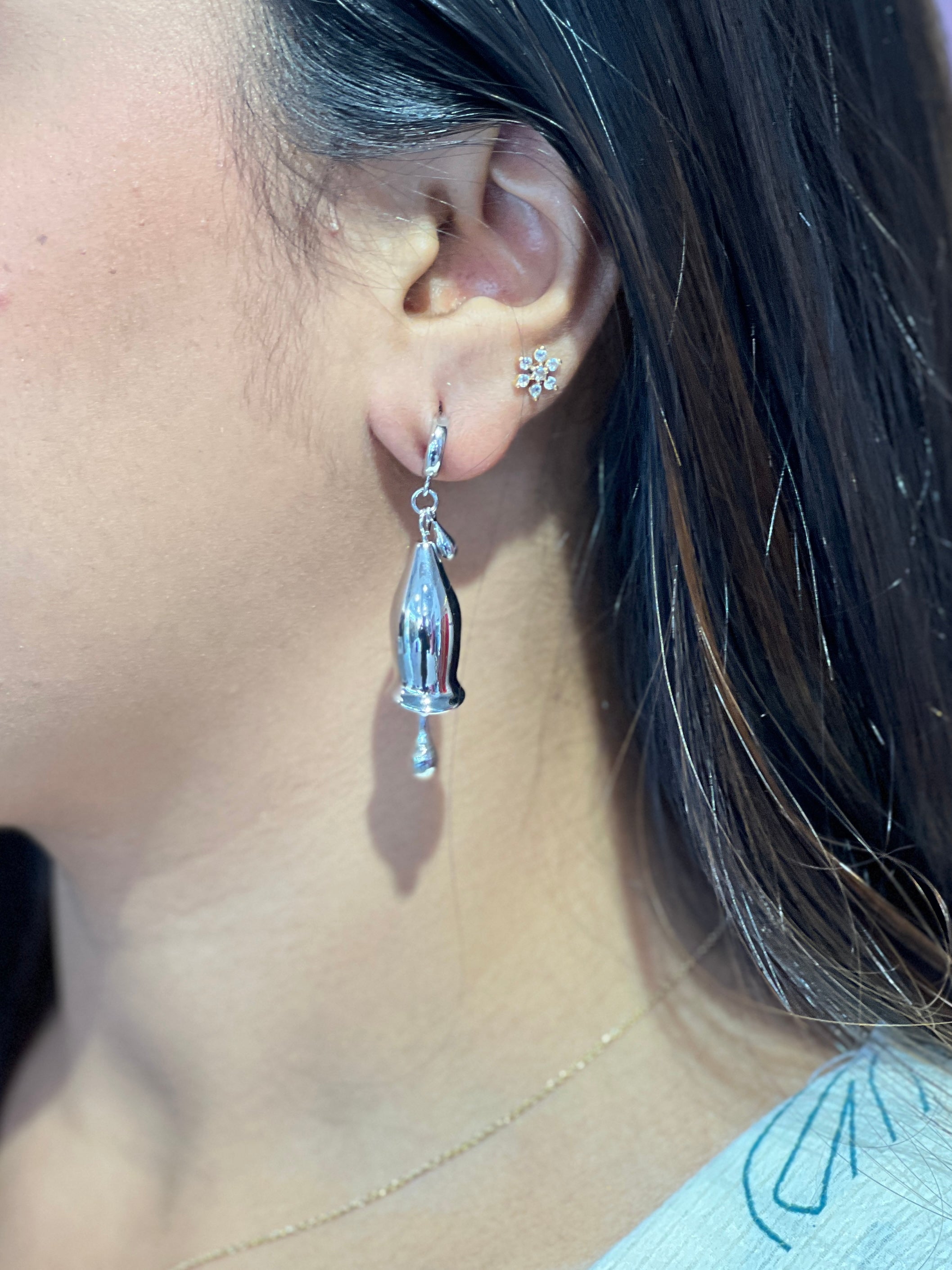 Silver Bell Drop Earrings | JE181