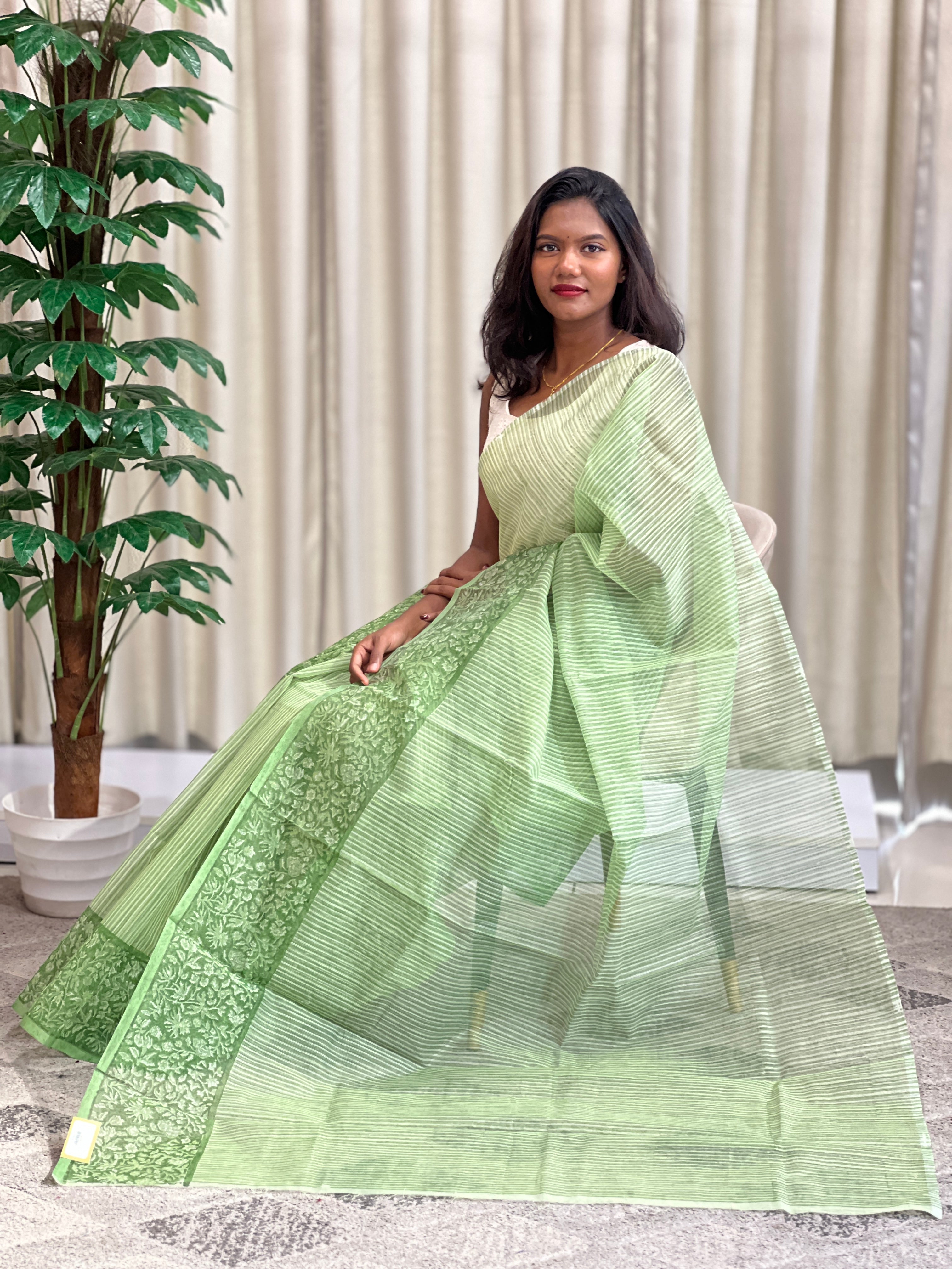 Block Printed Super Net Kota Saree | JSC779