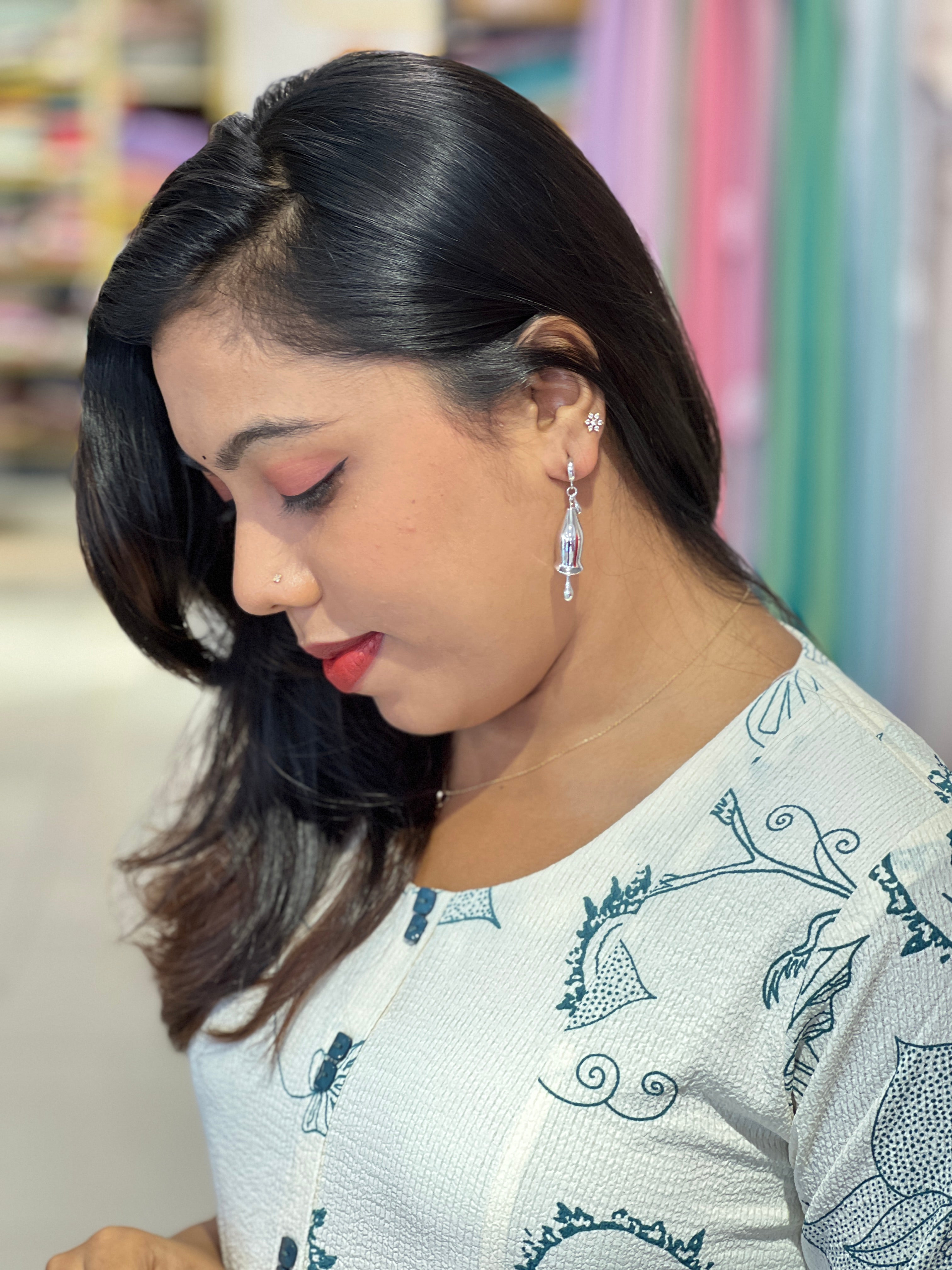 Silver Bell Drop Earrings | JE181