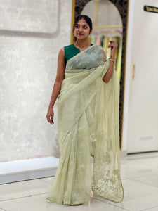 Crushed Glass Organza Saree | BLD455