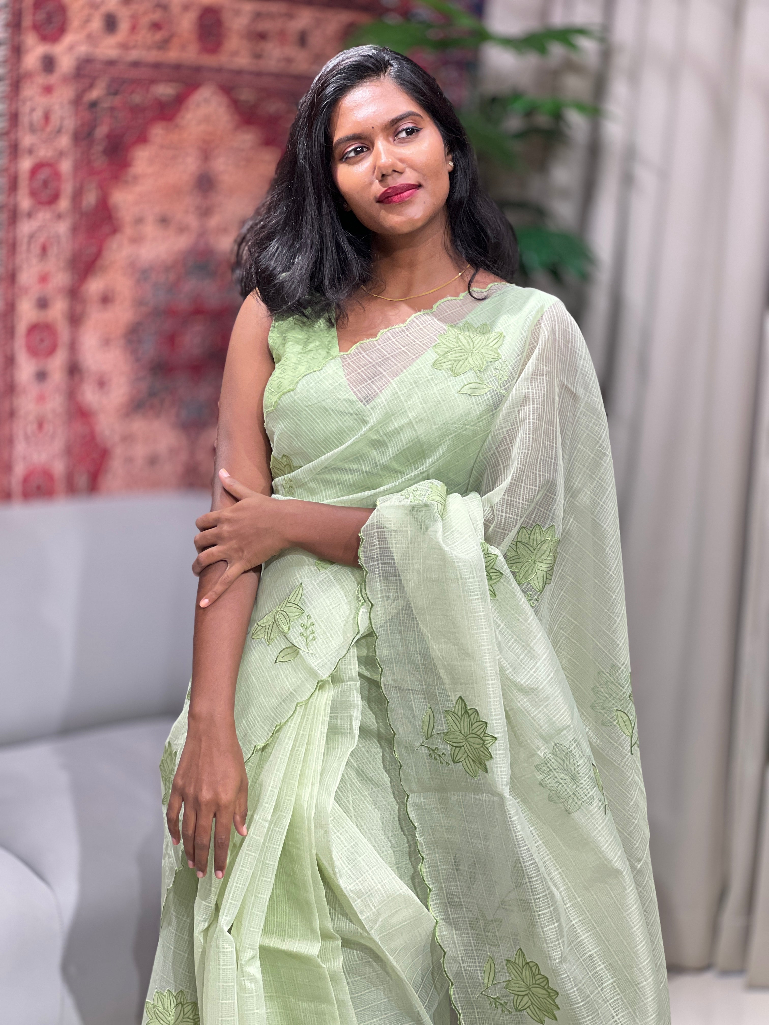 Floral Applique Detailing Kota Saree | BLD1624
