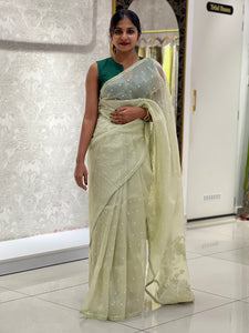 Crushed Glass Organza Saree | BLD455