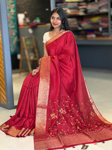 Check Weaving Warm Silk Saree | KSD148