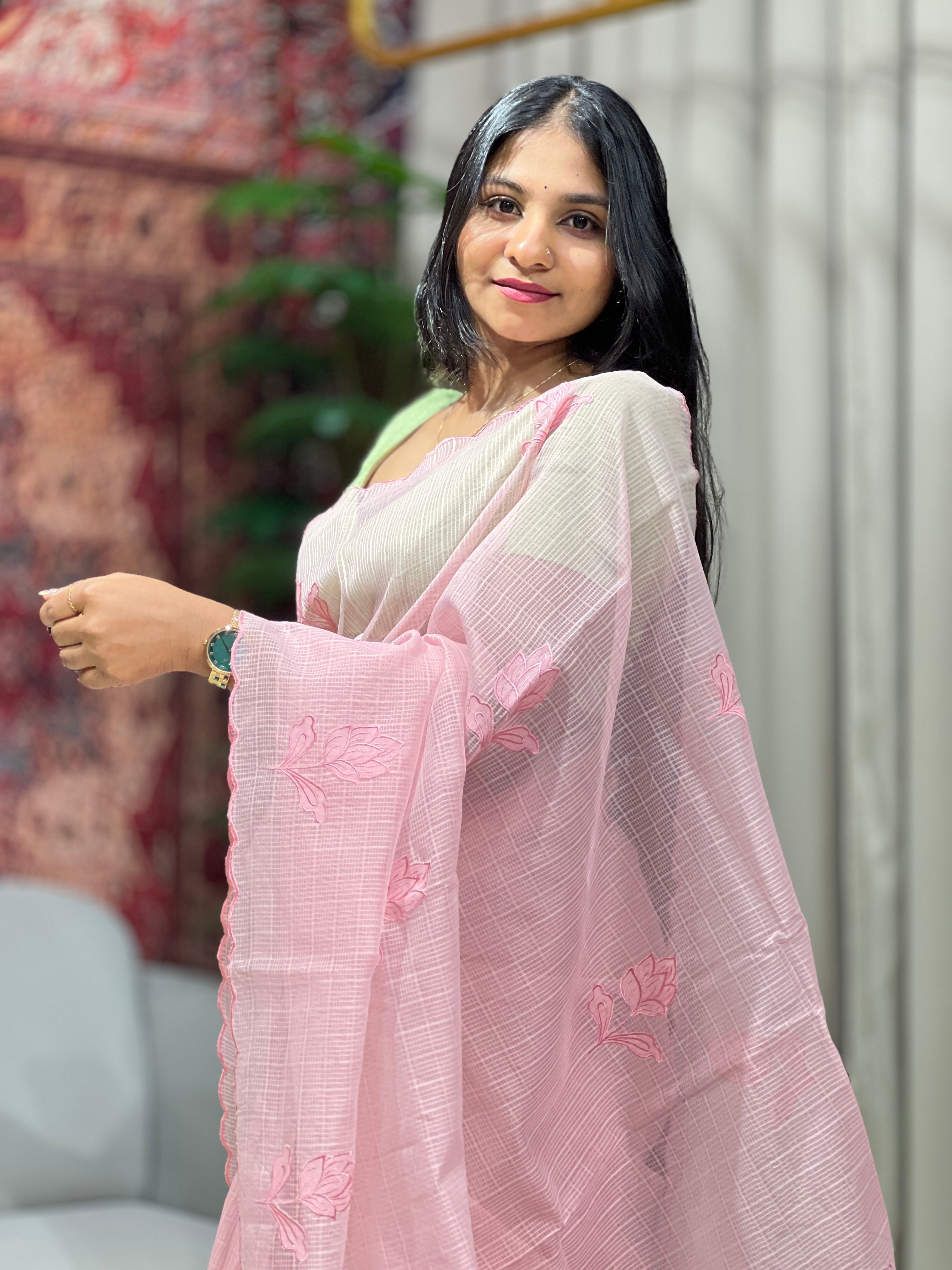 Floral Applique Detailing Kota Saree | BLD1633