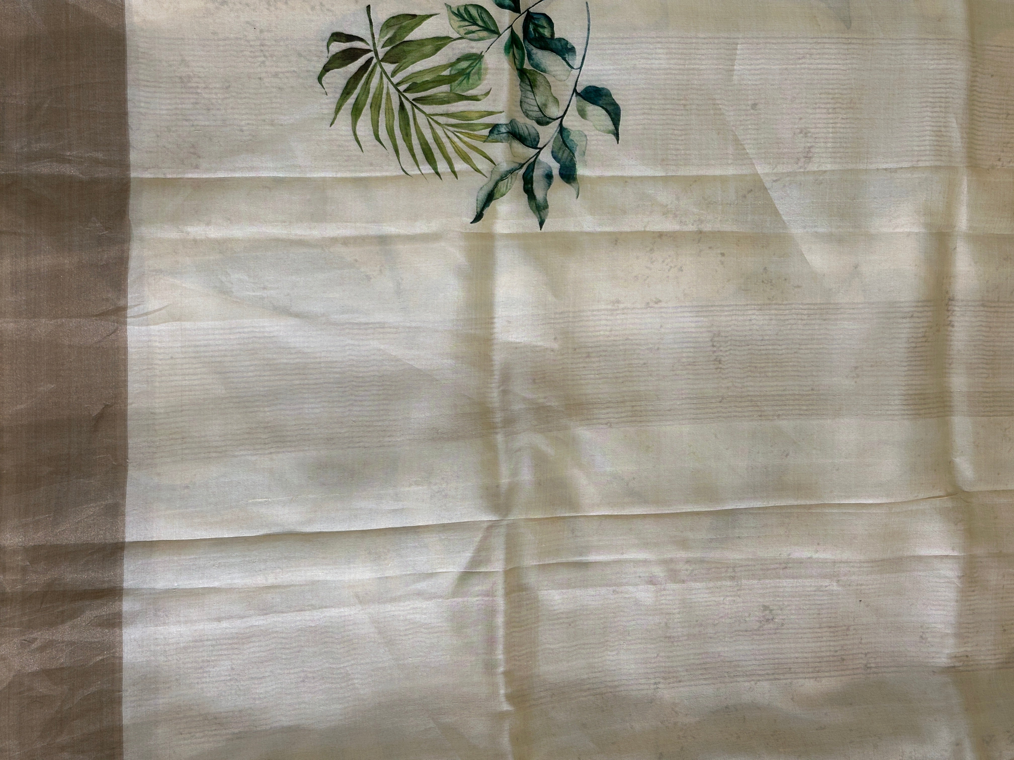 Digital Printed Leaf Patterned Pure Tussar Saree | AYD179