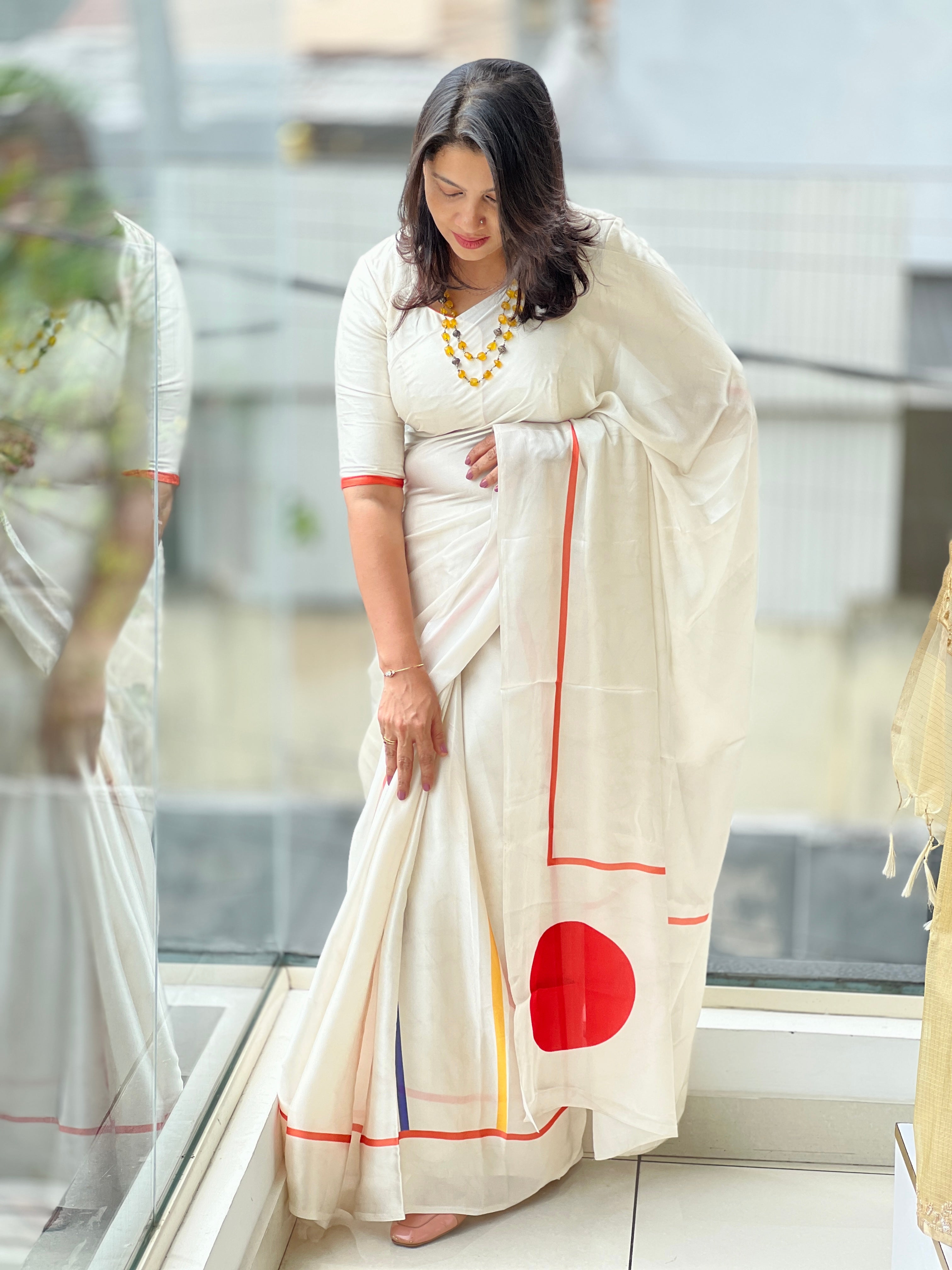 Multi-Color Stripe Patterned Semi Modal Saree | SSN201