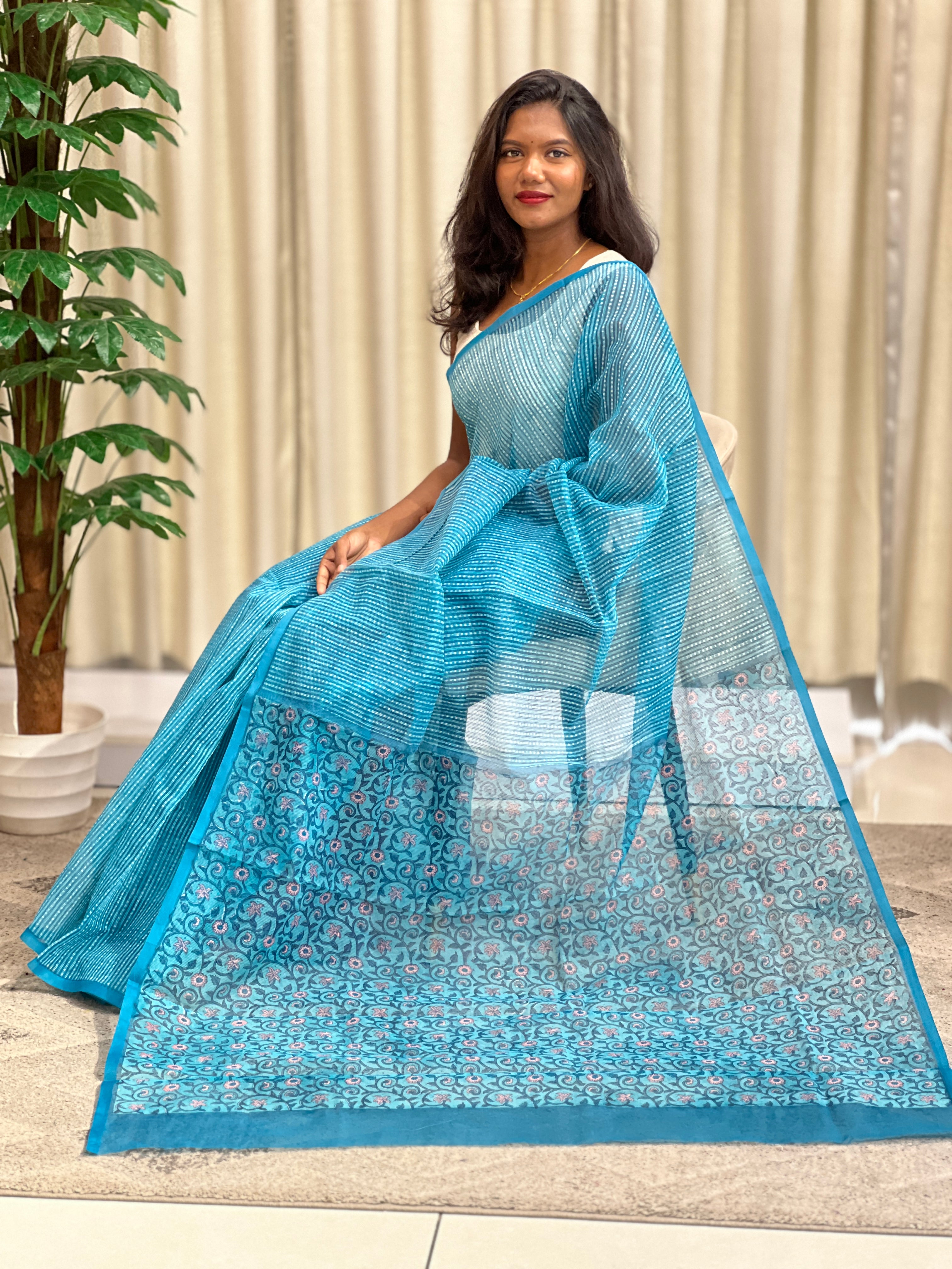 Block printed Super Net Kota Saree | JSC778