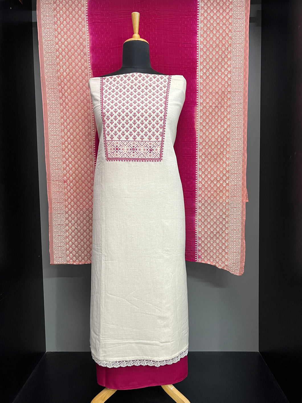 Floral Print With Embroidery Detailed Cotton Salwar Set | SW2192