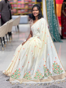 Floral Patterned Chanderi Finish Saree | SSN102
