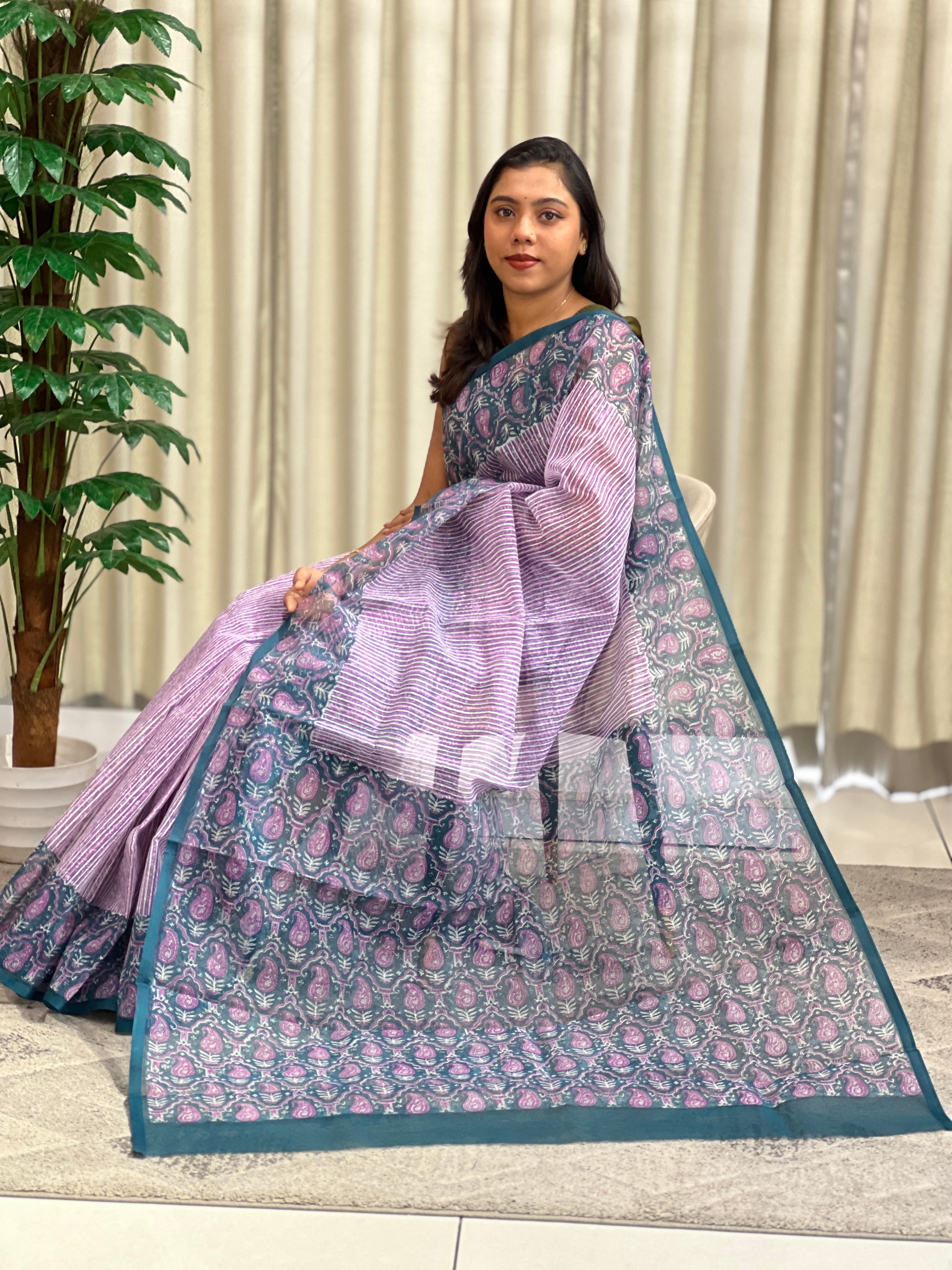 Vertical Line Pattern Super Net Kota Saree | JSC775